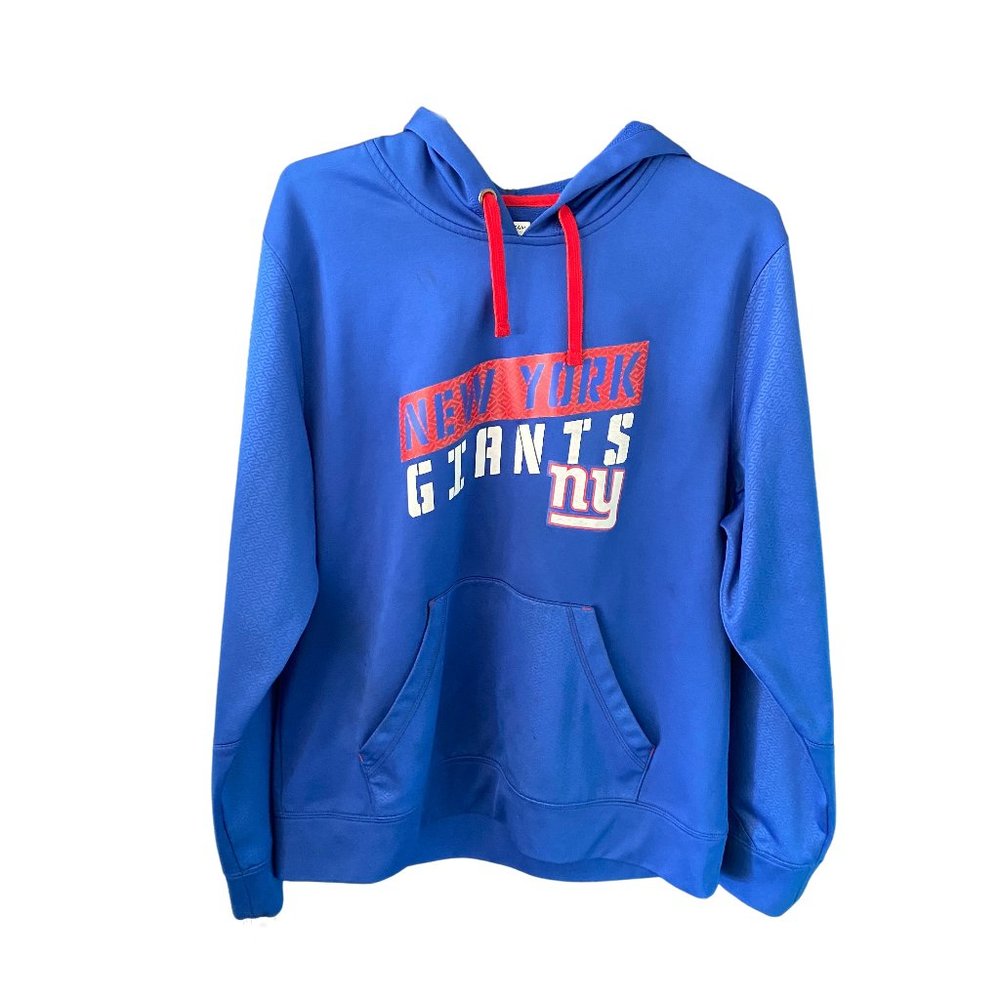 New York Giants NY Blue Graphic Hoodie w/ Red Drawstring NFL Team Apparel - L